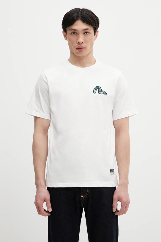 Oblečenie Bavlnené tričko Evisu Totem Daruma Printed SS 2ESHTM5TS1106 biela