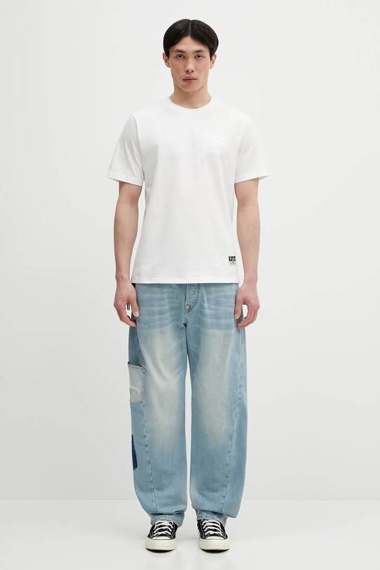 Bavlněné tričko Evisu Logo EMB SS bílá 2ESHTM5TS1137