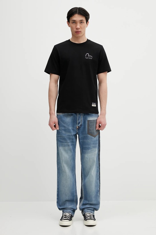 Evisu tricou din bumbac Logo EMB SS 2ESHTM5TS1137 negru
