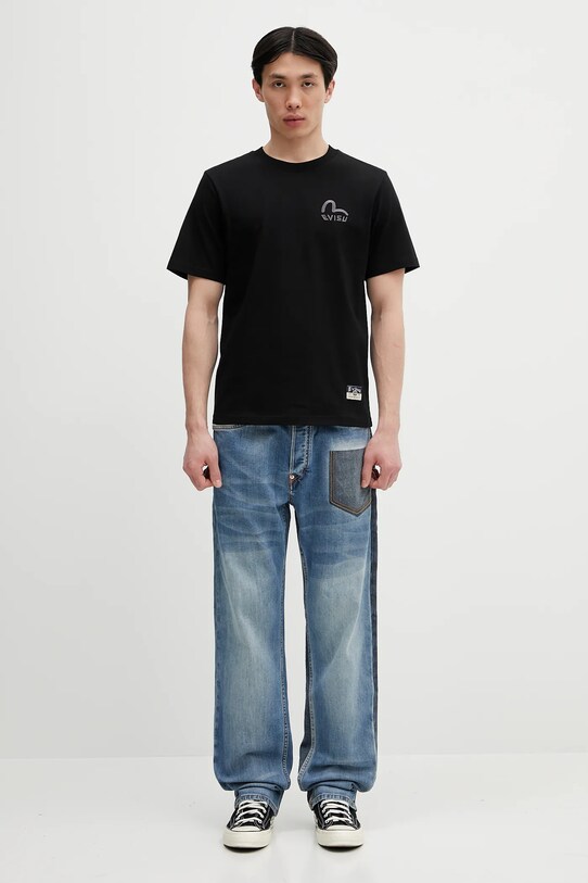 Бавовняна футболка Evisu Logo EMB SS 2ESHTM5TS1137 чорний