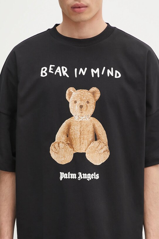 Памучна тениска Palm Angels Bear In Mind Over черен PMAA002S25JER0021060