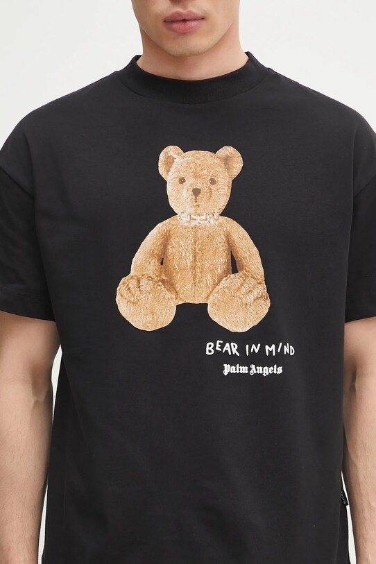 Памучна тениска Palm Angels Bear In Mind Reg черен PMAA001S25JER0051060