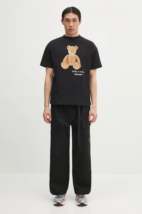 Памучна тениска Palm Angels Bear In Mind Reg PMAA001S25JER0051060 черен
