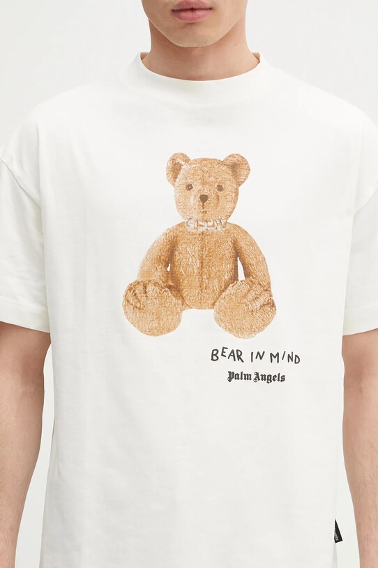 Памучна тениска Palm Angels Bear In Mind Reg бежов PMAA001S25JER0050360