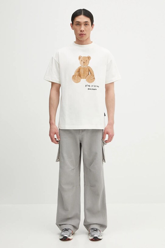 Памучна тениска Palm Angels Bear In Mind Reg PMAA001S25JER0050360 бежов