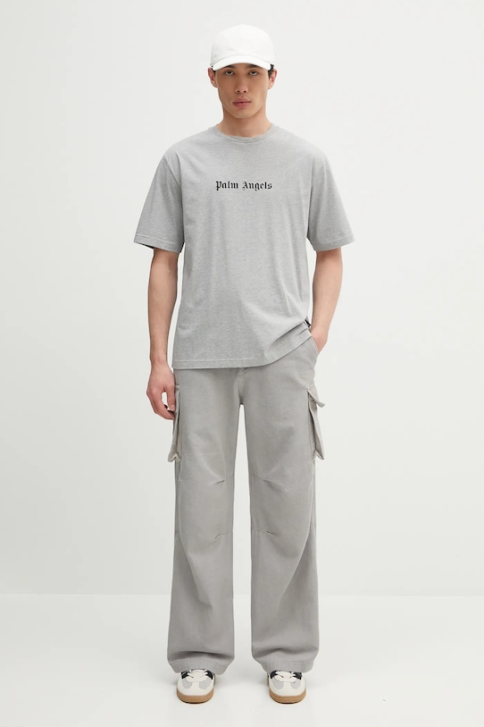 Palm Angels cotton t-shirt Classic Logo Slim PMAA089C99JER0030810 gray