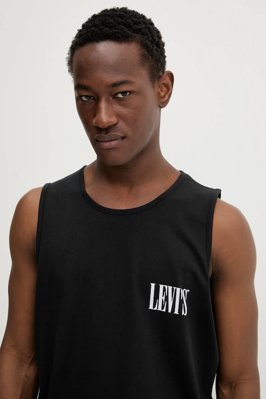 Βαμβακερό μπλουζάκι Levi's GRAPHIC ROWER TANK μαύρο A7642