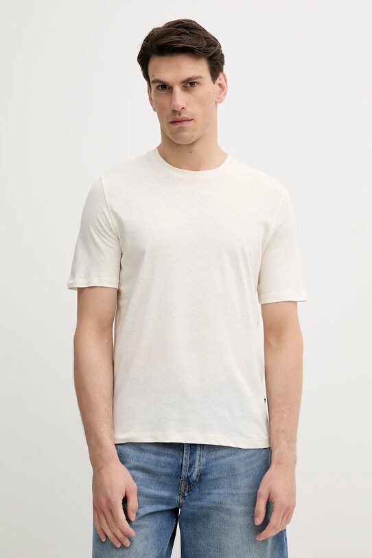 Sisley tricou din amestec de in uni bej 3D8FS104L