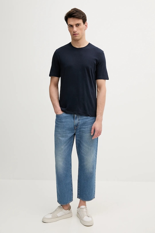 Sisley tricou din amestec de in 3D8FS104L bleumarin SS25