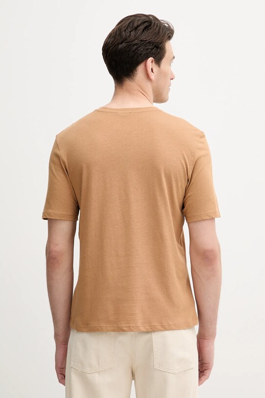 Odzież Sisley t-shirt z domieszką lnu 3D8FS104L brązowy
