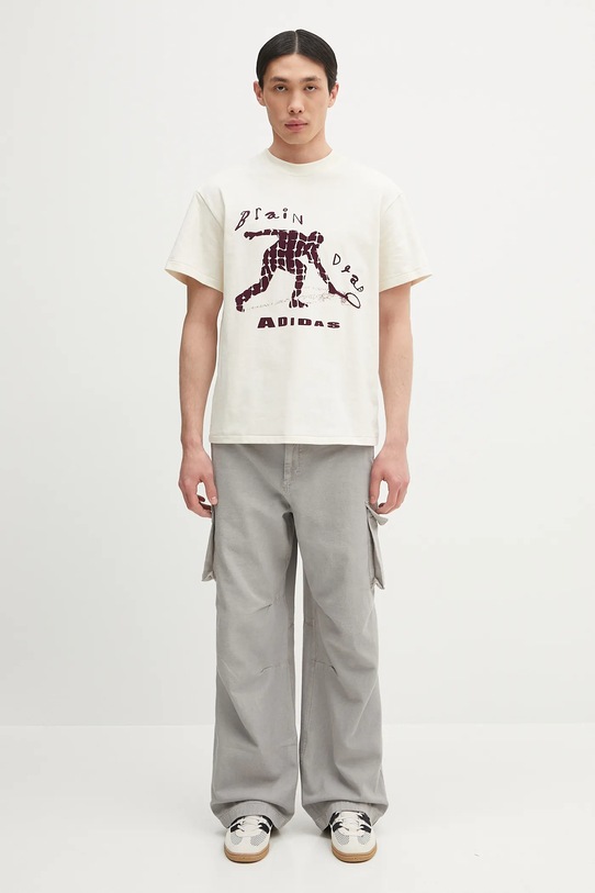 Bavlněné tričko adidas Originals x Brain Dead Dead JX9393 béžová