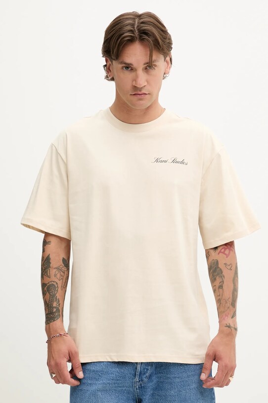 Karl Kani t-shirt bawełniany PD00005333 beżowy
