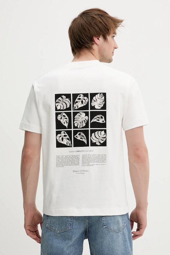 Bavlněné tričko Marc O'Polo potisk bílá 524206451260