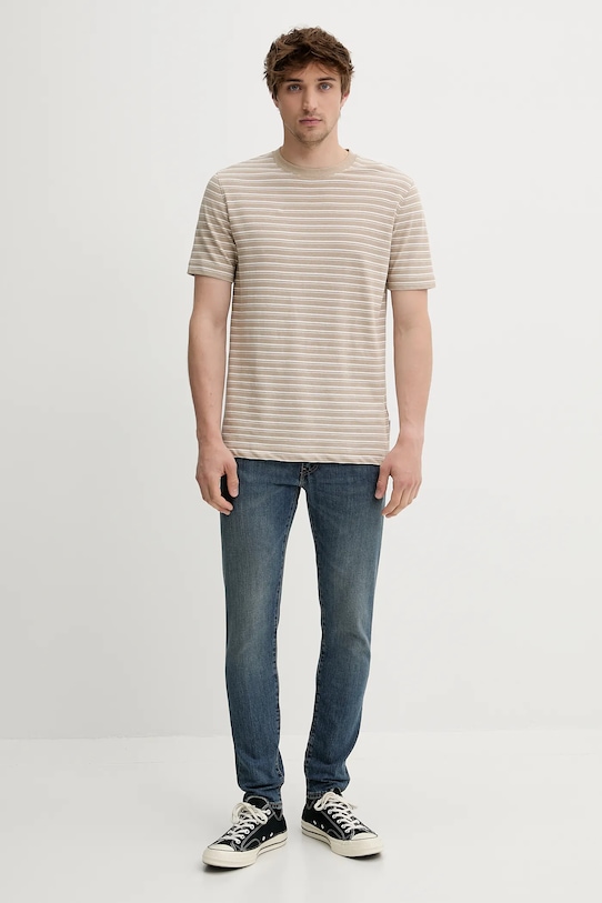 Marc O'Polo t-shirt z domieszką lnu 524216751302 brązowy SS25