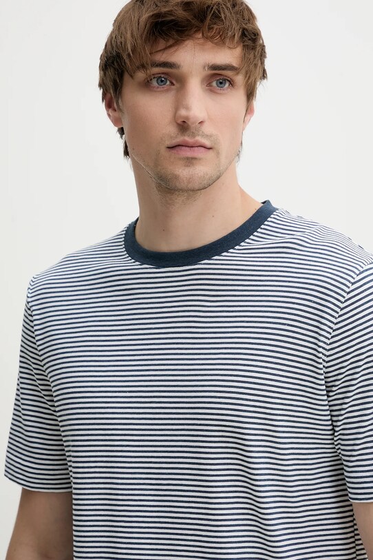 Marc O'Polo t-shirt z domieszką lnu niebieski 524216751302