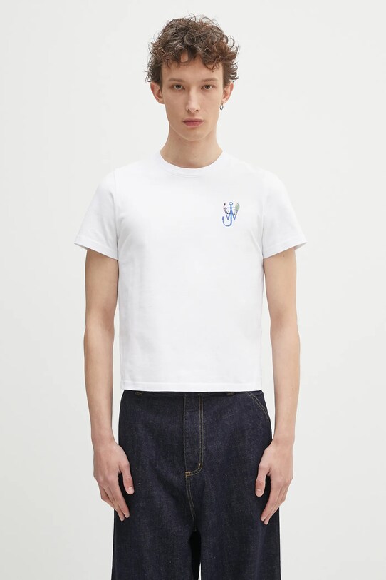 Abbigliamento JW Anderson t-shirt in cotone Anchor Embroidery Back Print JT0269.PG1510.001 bianco