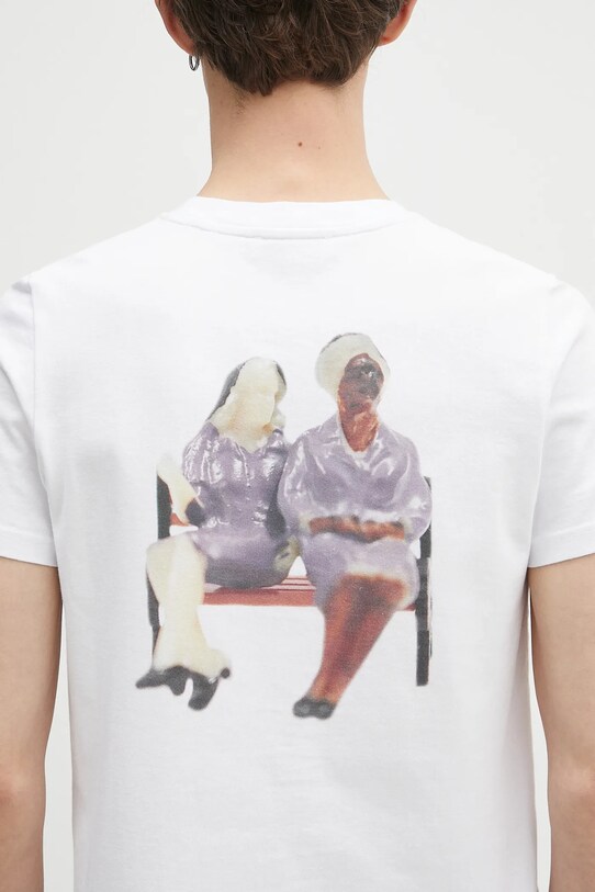 JW Anderson t-shirt in cotone Anchor Embroidery Back Print bianco JT0269.PG1510.001
