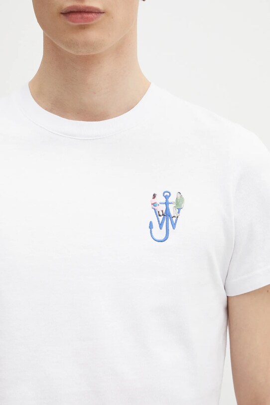 JW Anderson t-shirt in cotone Anchor Embroidery Back Print JT0269.PG1510.001 bianco