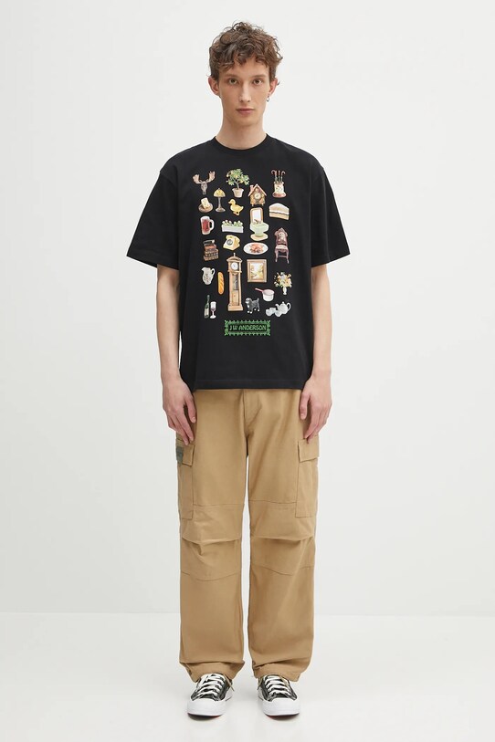 Памучна тениска JW Anderson Diorama Printed черен JT0288.PG1551.999