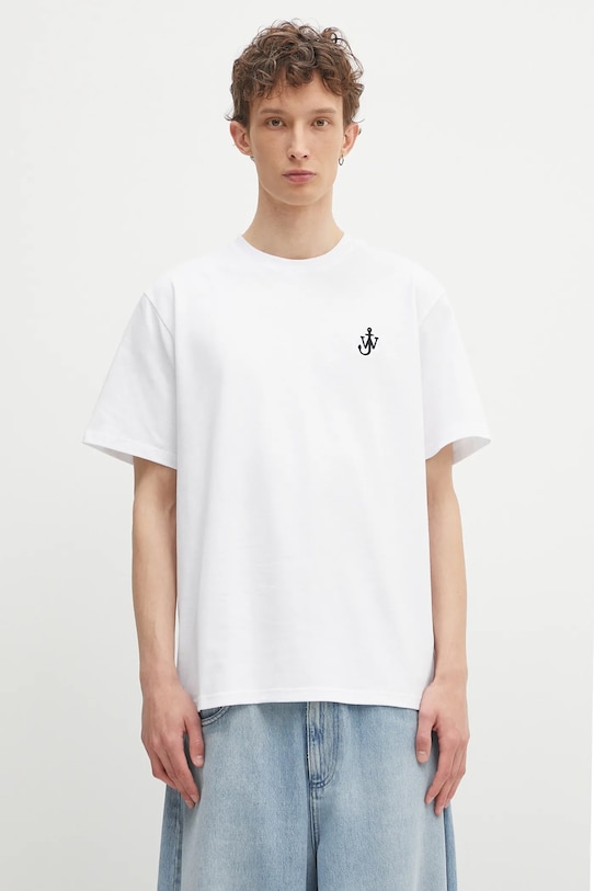 Βαμβακερό μπλουζάκι JW Anderson Anchor Embroidery χαλαρό λευκό JT0257.PG1510.001