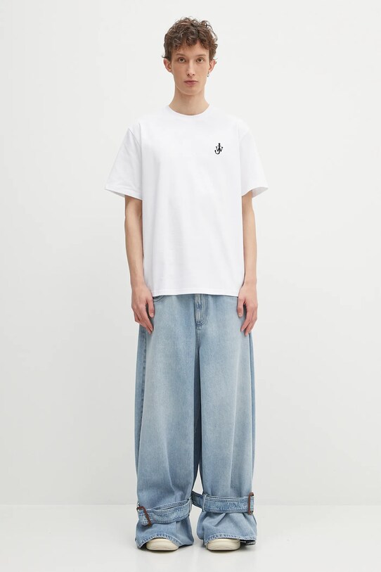 Pamučna majica JW Anderson Anchor Embroidery JT0257.PG1510.001 bijela