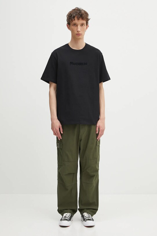 Βαμβακερό μπλουζάκι JW Anderson Logo Embroidery JT0258.PG1510.999 μαύρο