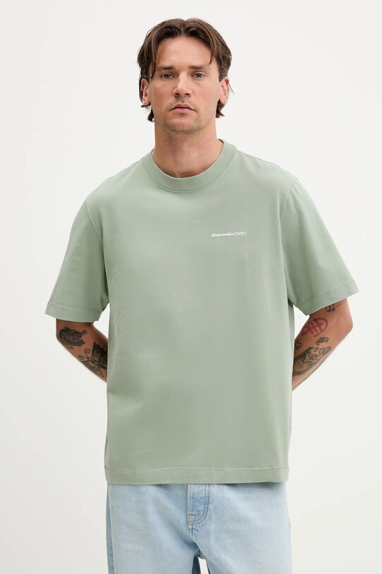 Abercrombie & Fitch tricou din bumbac uni verde KI123.5060.313