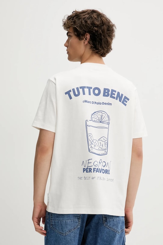 Bavlněné tričko Marc O'Polo kulatý bílá 5000007265