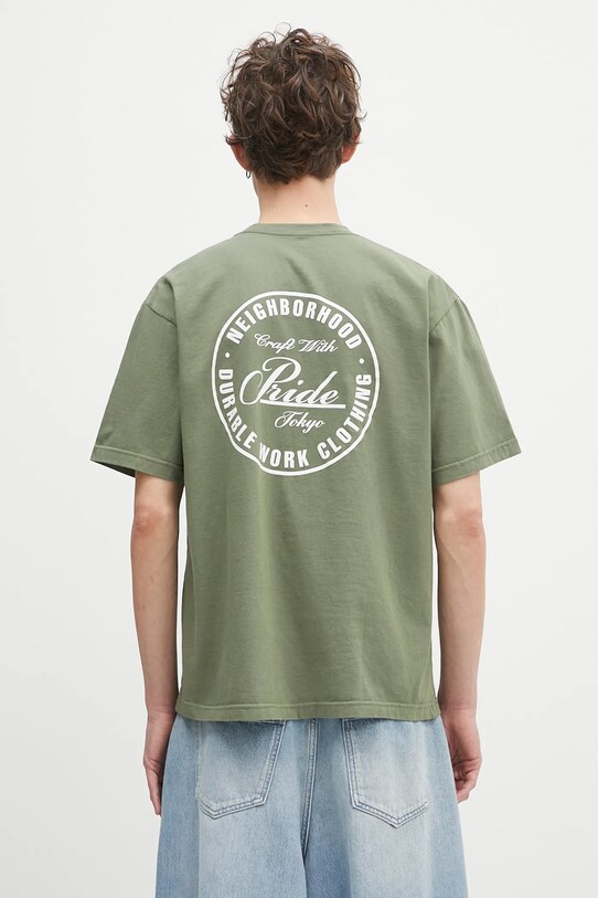 Odzież NEIGHBORHOOD t-shirt bawełniany Nh . Tee Ss-2 242PCNH.ST02 zielony