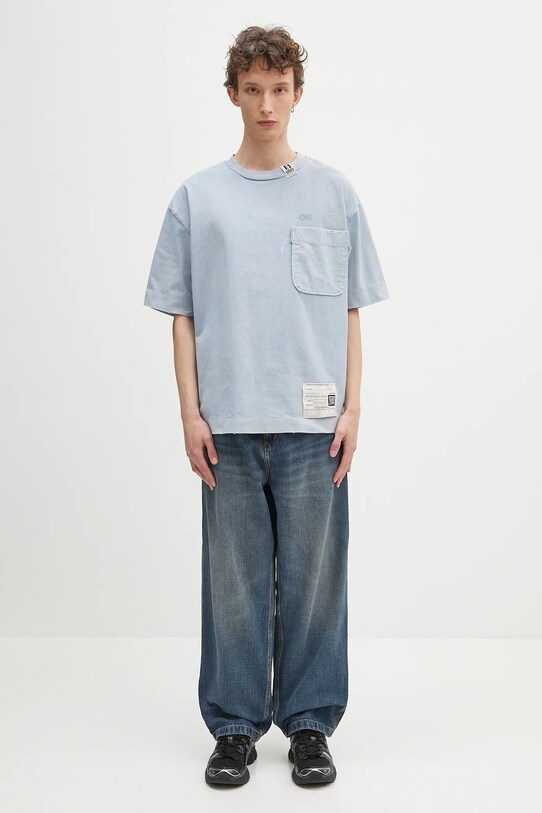 Maison MIHARA YASUHIRO tricou din bumbac Amateur Sewn Tee A14TS601 albastru