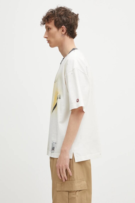 Памучна тениска Maison MIHARA YASUHIRO Smily Face Printed Distressed Tee J14TS762 бял SS25