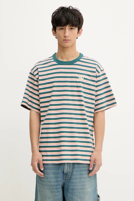 adidas Originals tricou din bumbac Stripe Tee cu modele verde KB8357