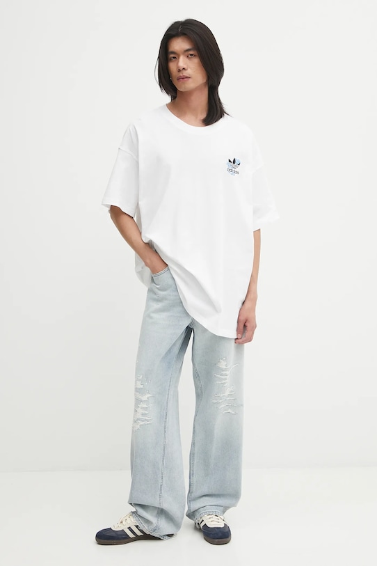 adidas Originals tricou din bumbac Florals Logo KE6586 alb SS25