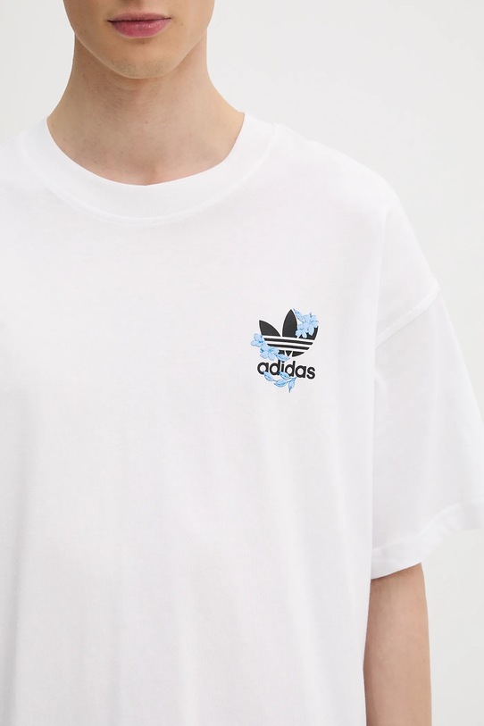 adidas Originals tricou din bumbac Florals Logo alb KE6586