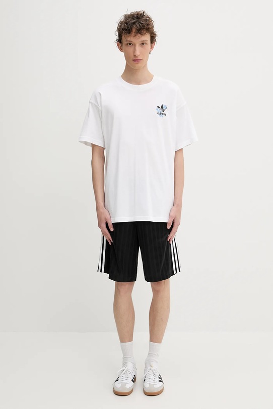 adidas Originals tricou din bumbac Florals Logo KE6586 alb