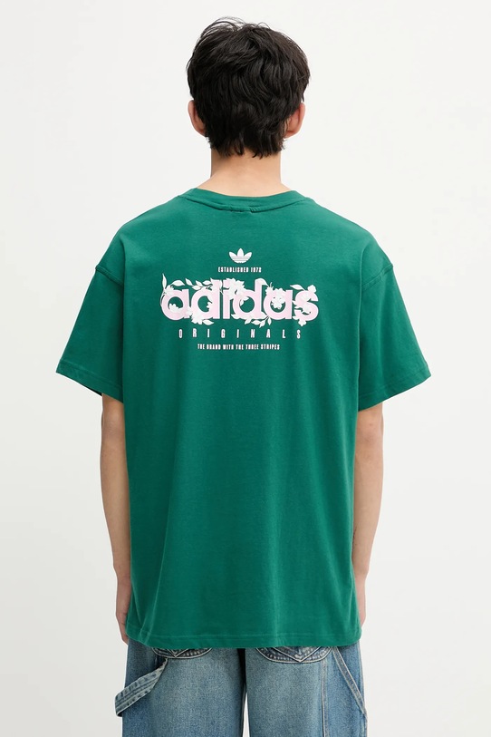Clothing adidas Originals cotton t-shirt Florals Logo KE6588 green