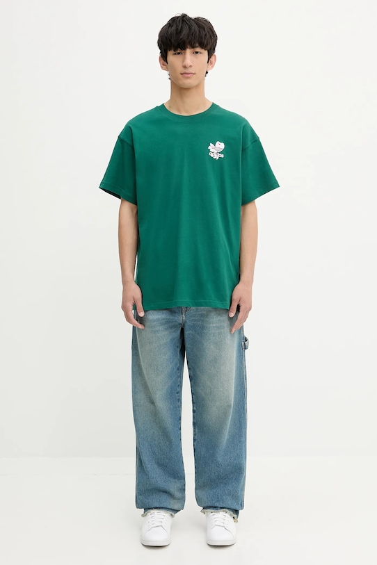 adidas Originals cotton t-shirt Florals Logo KE6588 green