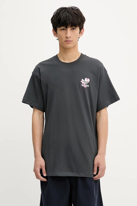 adidas Originals t-shirt bawełniany Florals Logo nadruk czarny KE6587