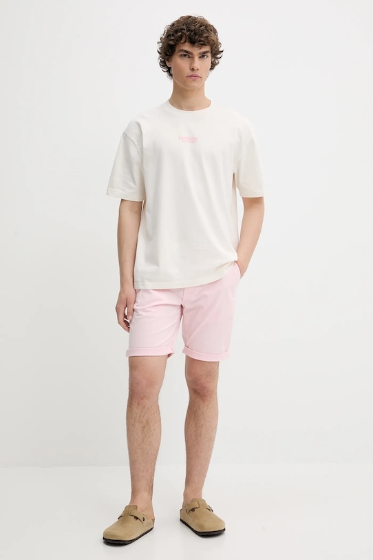 Hollister Co. t-shirt bawełniany KI323.5007.101 beżowy SS25