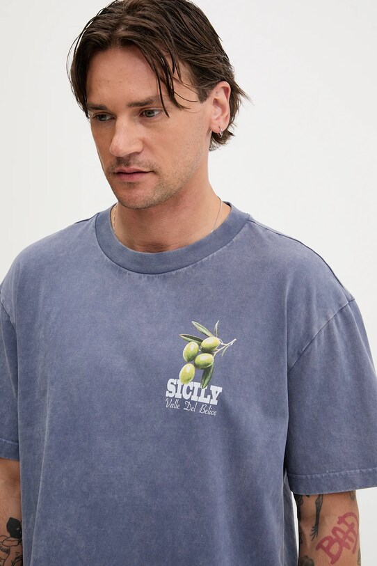 Hollister Co. tricou din bumbac albastru KI323.5271.220