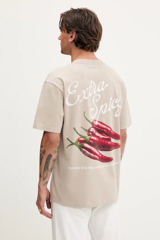 Hollister Co. tricou din bumbac print bej KI323.5271.400