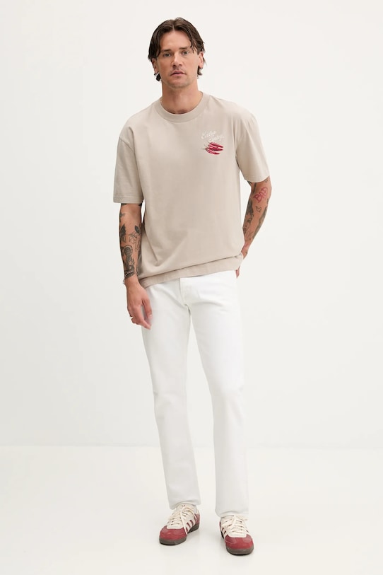 Hollister Co. tricou din bumbac KI323.5271.400 bej SS25