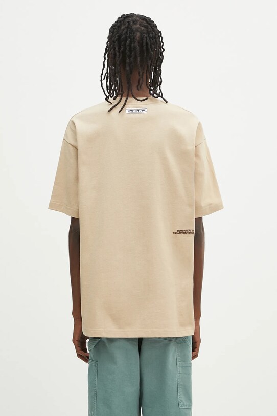 Odzież AAPE t-shirt bawełniany Now AAPTEM1598XXO beżowy