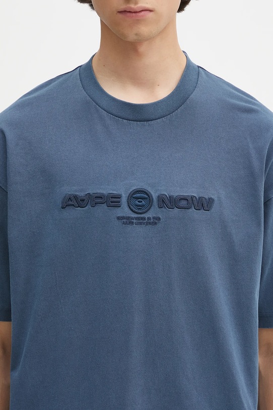 Бавовняна футболка AAPE Now темно-синій AAPTEM1603XXO