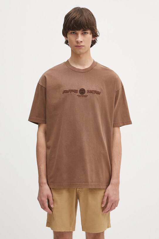 Хлопковая футболка AAPE Now хлопок коричневый AAPTEM1603XXO