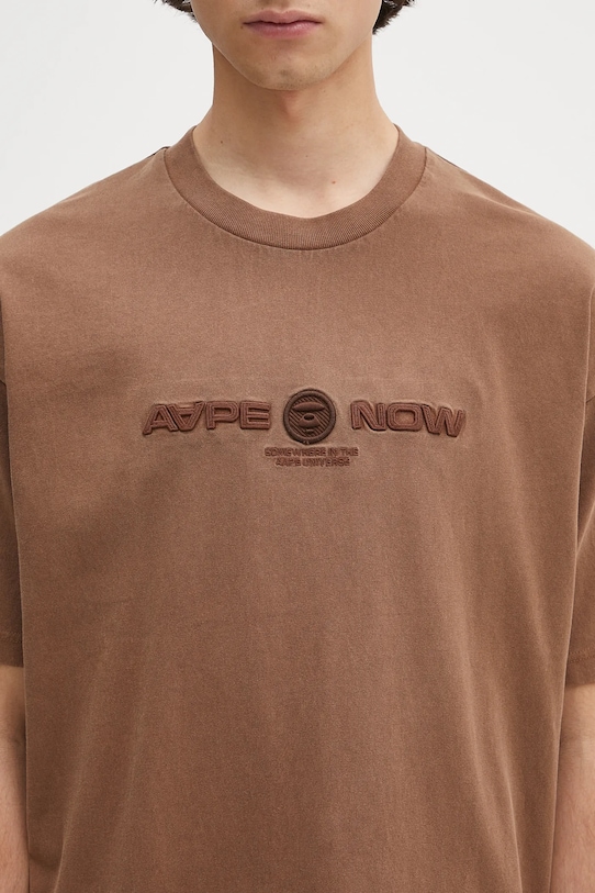 Pamučna majica AAPE Now smeđa AAPTEM1603XXO