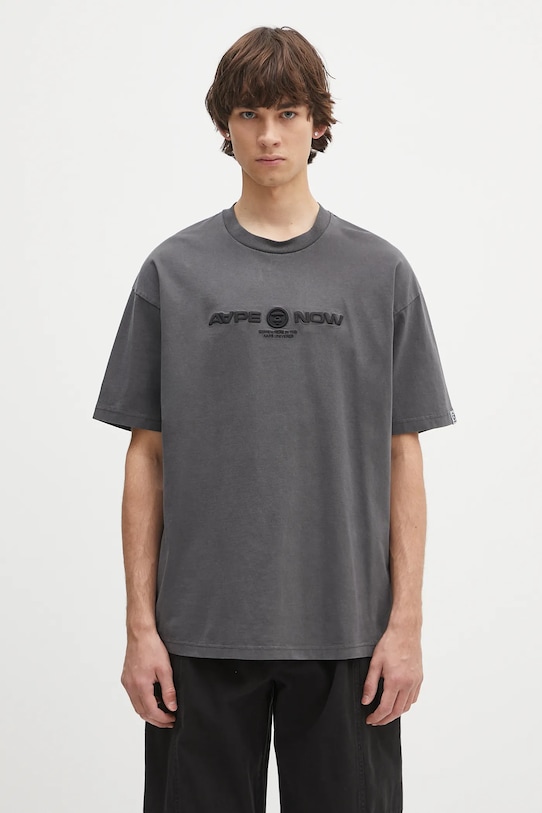 AAPE t-shirt bawełniany Now bawełna szary AAPTEM1603XXO