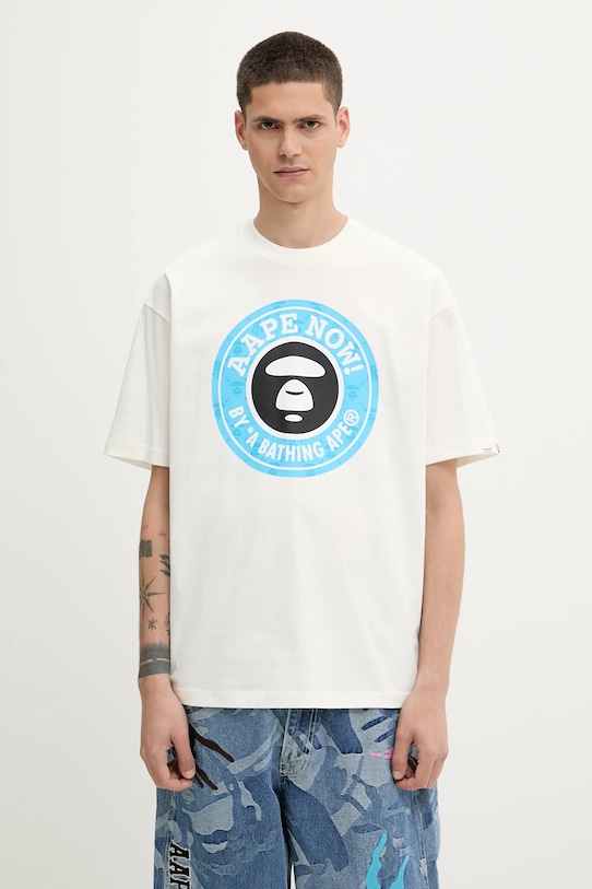 Хлопковая футболка AAPE Basic печать бежевый AAPTEM1638XXO