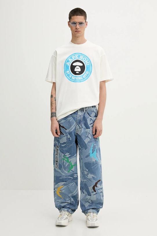 Хлопковая футболка AAPE Basic AAPTEM1638XXO бежевый