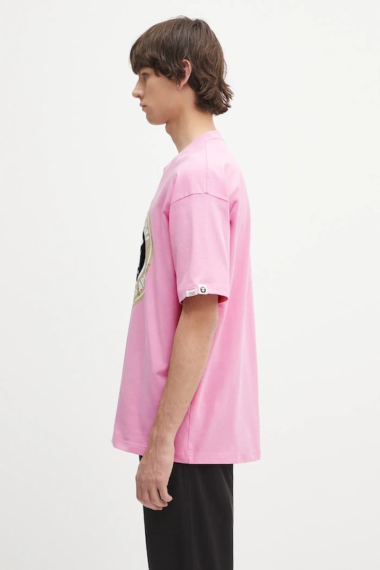 AAPE t-shirt bawełniany Basic AAPTEM1638XXO różowy SS25